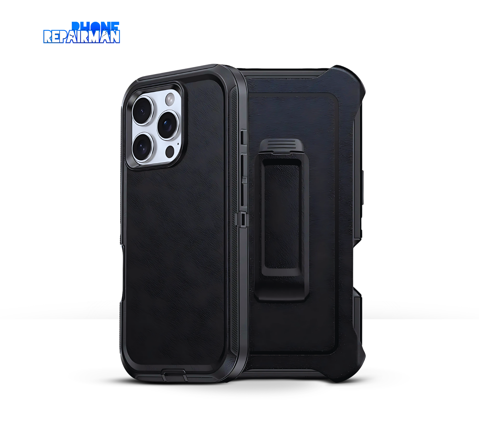 iPhone 16 Pro Max Case Shockproof Robot Armor Belt Clip - BLACK Phone Repairman Muswellbrook AU